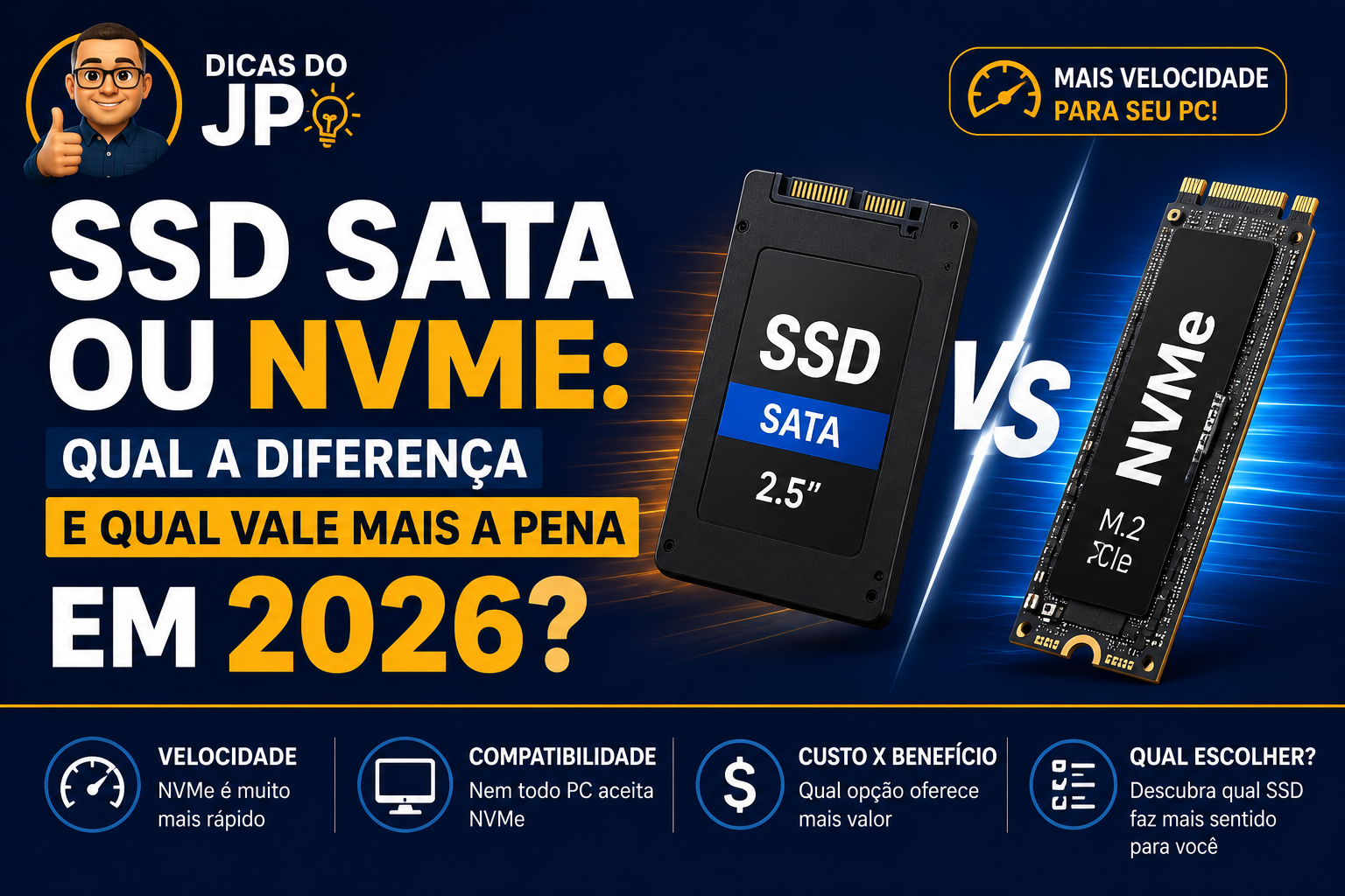 SSD SATA ou NVMe: Qual a Diferença e Qual Vale Mais a Pena em 2026?