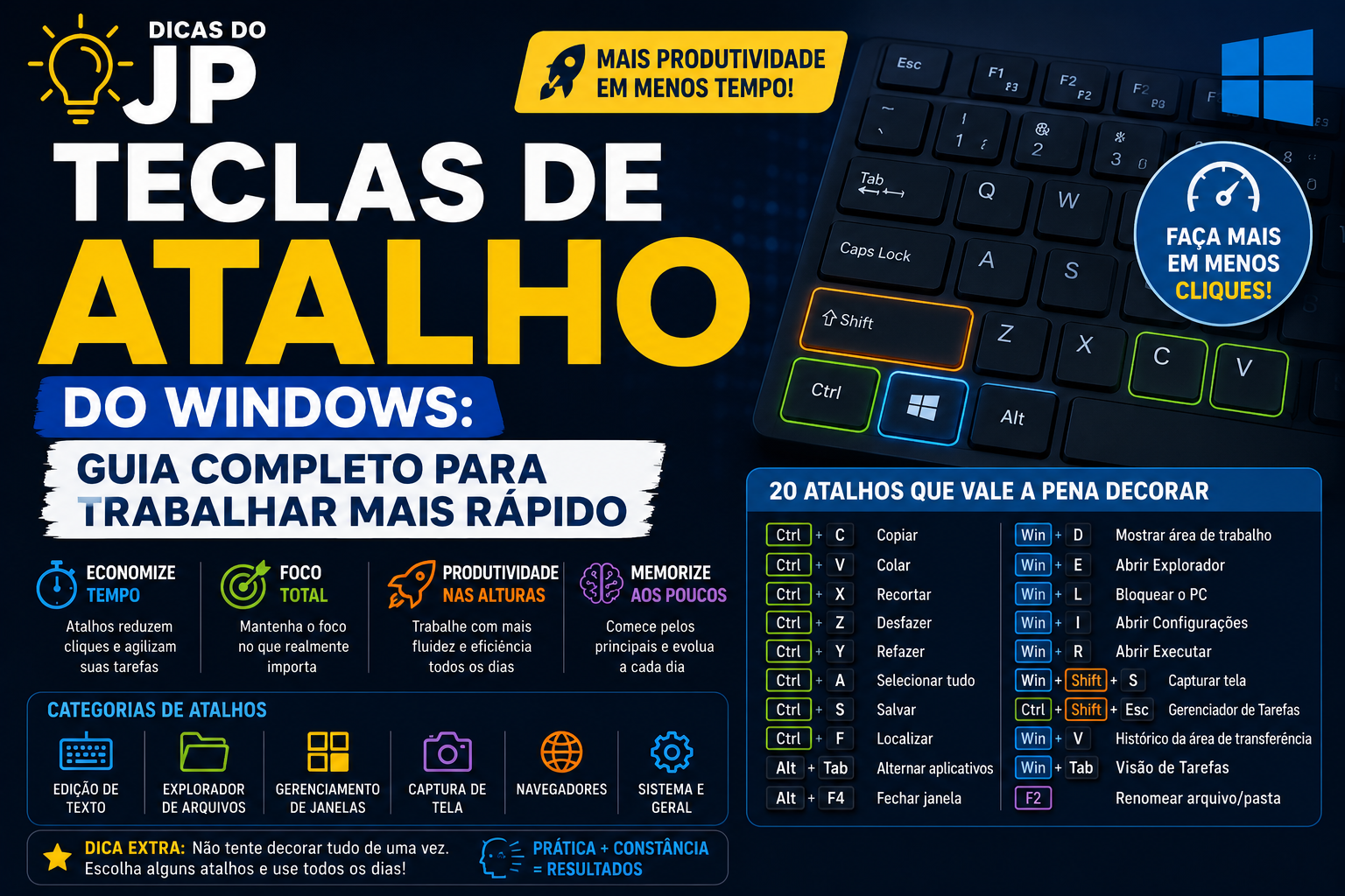 Teclas de Atalho do Windows: guia completo para trabalhar mais rápido