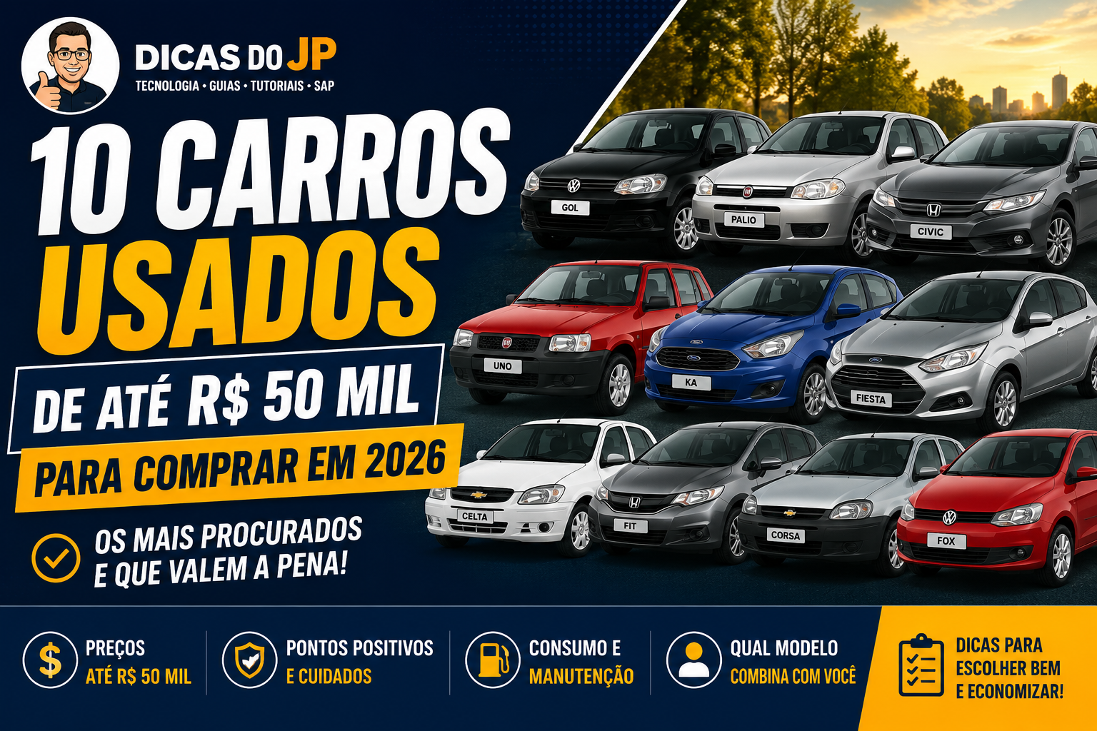 10 Carros Usados de Até R$ 50 Mil para Comprar em 2026