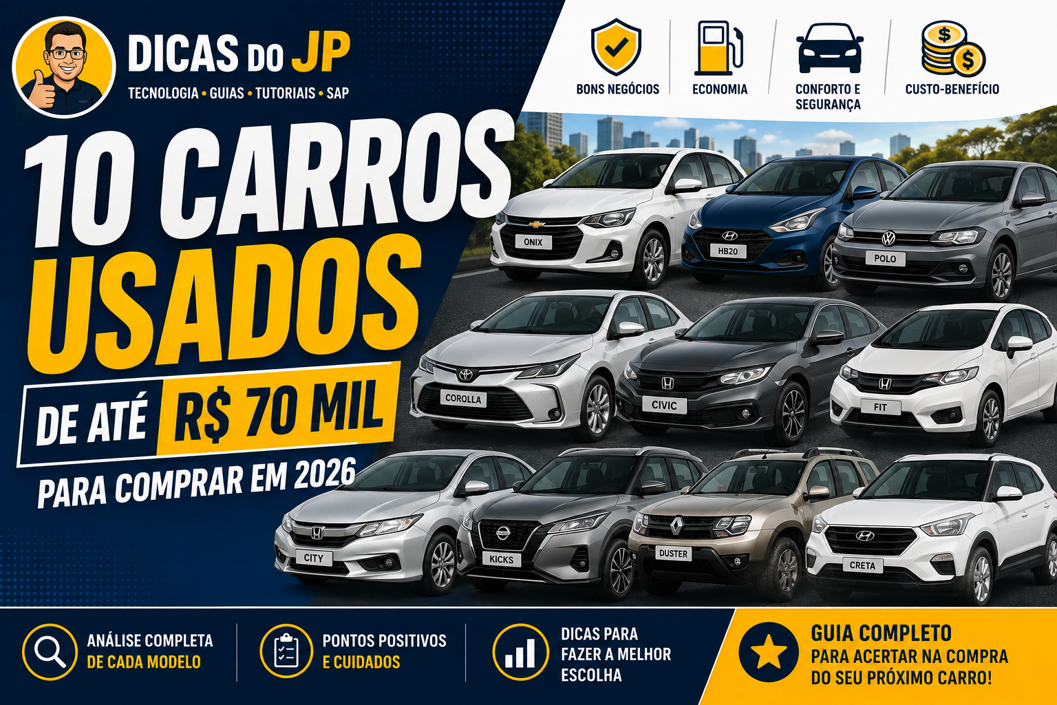 10 Melhores Carros Usados até R$ 70 Mil para Comprar em 2026