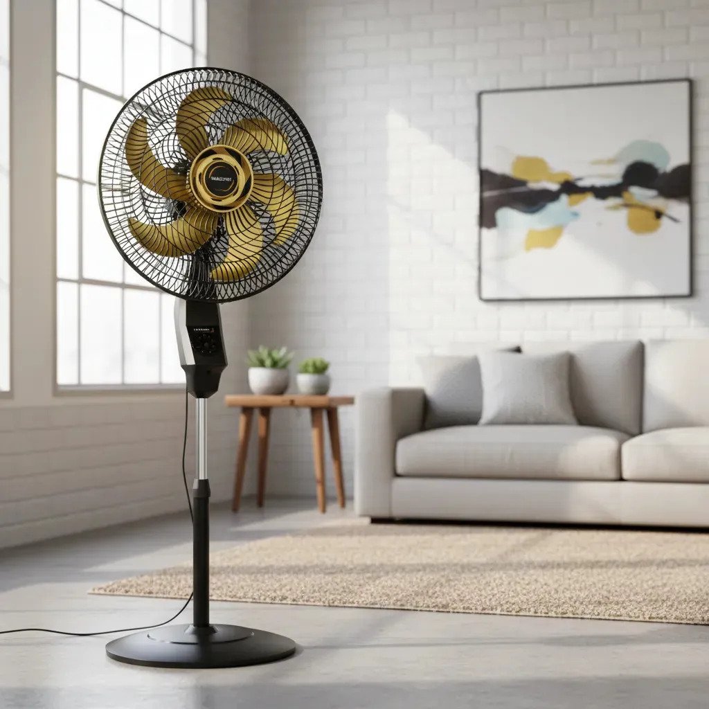 Ventilador De Coluna Mallory Chronos Preto E Dourado 40cm 127 Volts