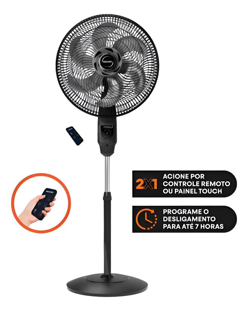 Ventilador Mallory Coluna Chronos 40cm Pr-gr Grafite Cor da estrutura Preto Diâmetro 40 cm Material das pás Plástico Quantidade de pás 6