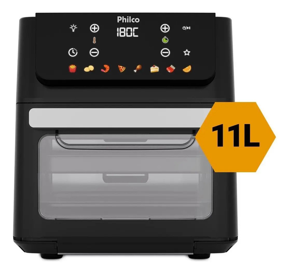 Fritadeira Air Fryer 11 Litros 8 Funções 1800w Philco PAF11B 220v
