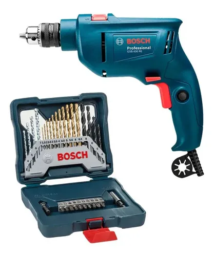 Furadeira Industrial Impacto Rev 450w Gsb 450 Re Bosch + Kit - R$ 329,9
