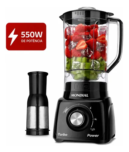 Liquidificador Mondial Turbo Power L-99 FB 550W 2.2L Preto 127V - R$ 93,68